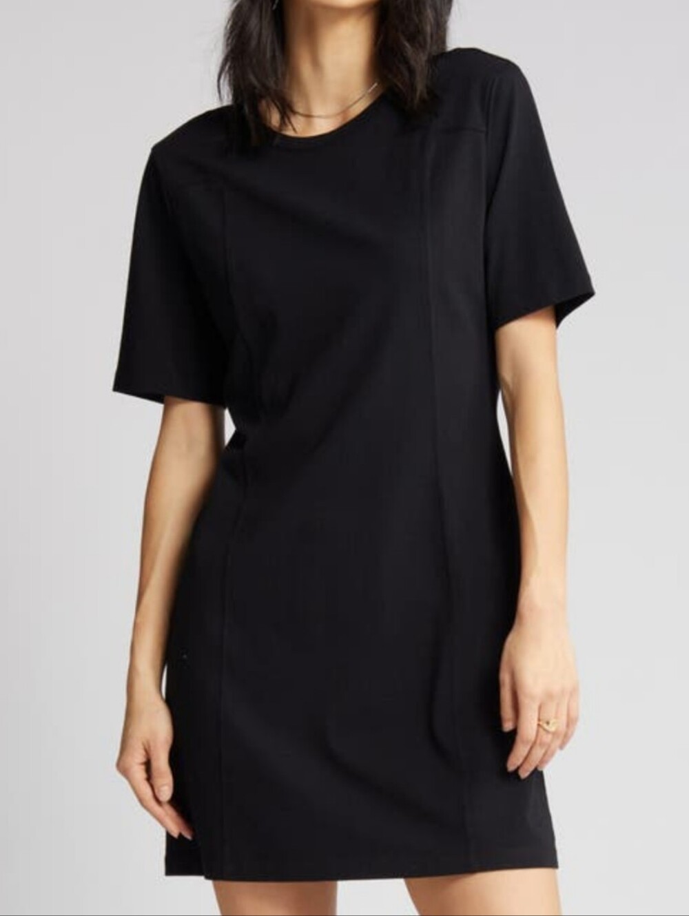 Treasure & Bond Black Short Sleeve Shift Mini Dress
